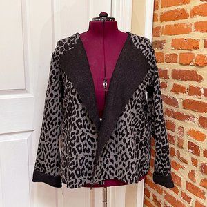 NWOT Jones New York Reversible Leopard Print & Black Wool Felt Jacket